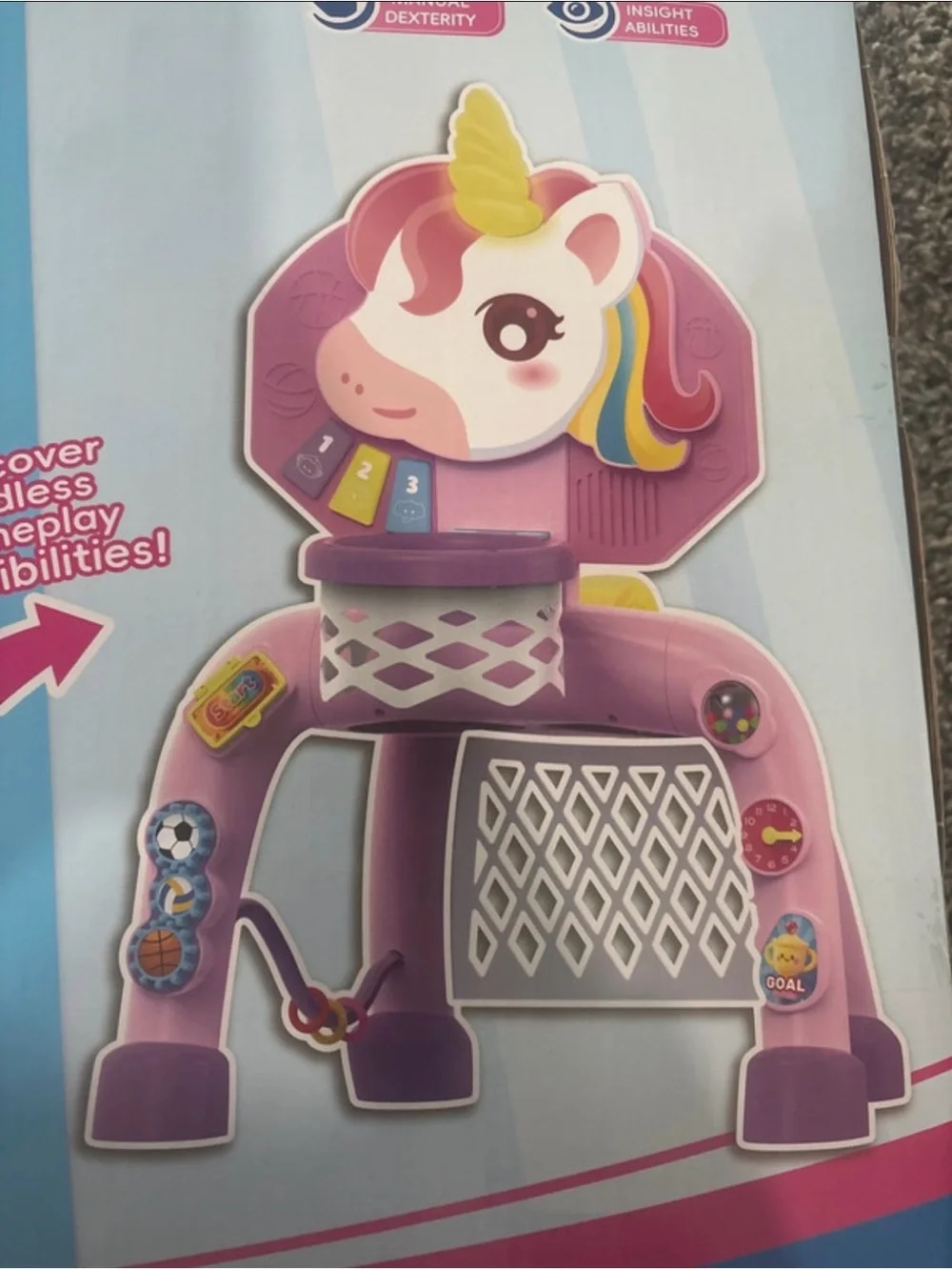 2 in 1 Ball Games Combo - Pink Unicorn toddler Activity Set
